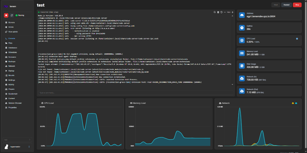 Lemem Console View